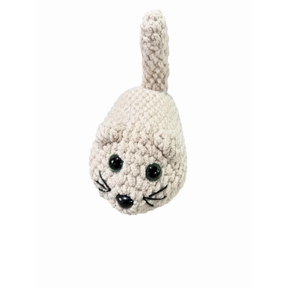 New Handmade Crochet Plushie Cat Kitten white cream ivory